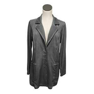 Soft Surroundings Gray Long Sleeve Button Front Jacket Blazer Women's Medium